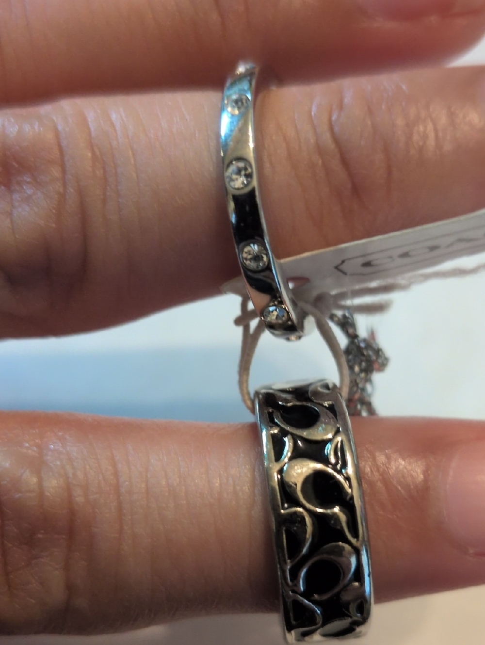 NWT COACH Black Enamel Signature Ring Set Size 6 95586 - Picture 5 of 8